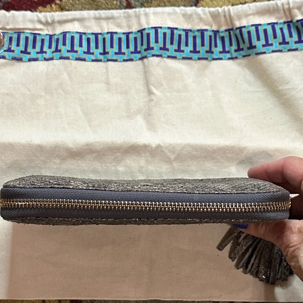Tory Burch Charcoal Snake Print Wallet with New Tory Burch Dustbag